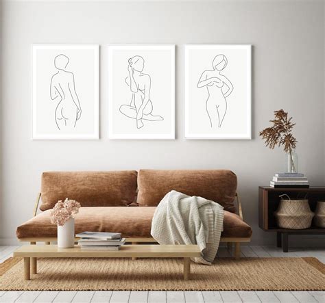 Minimalist Art Naked Line Art Line Art Bedroom Wall Prints Set Of