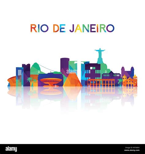 Rio De Janeiro Skyline Silhouette Dans Les Motifs De Style Symbole