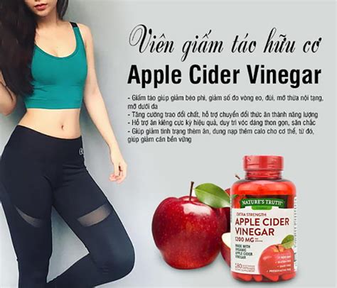 Viên Uống Giấm Táo Hữu Cơ Natures Truth Apple Cider Vinegar 1200mg