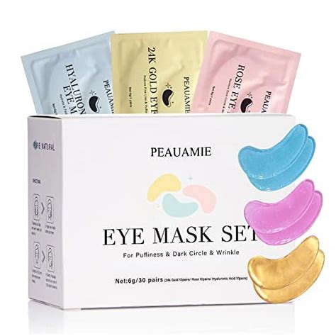 PEAUAMIE Under Eye Patchs 30 Pairs Gold Eye Mask And Hyaluronic Acid