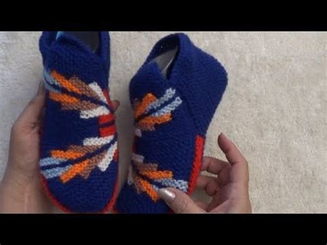 Тапочки укорочеными рядами с красивым мысиком | Knitted slippers ...