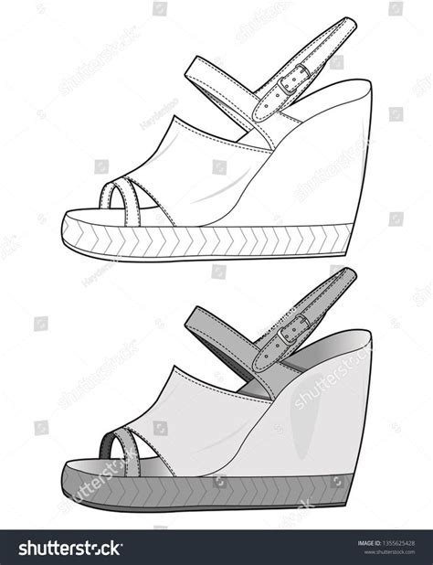 Shoes Footwear Design Fashion Flat Sketch Template 패션 플랫 구두 패션