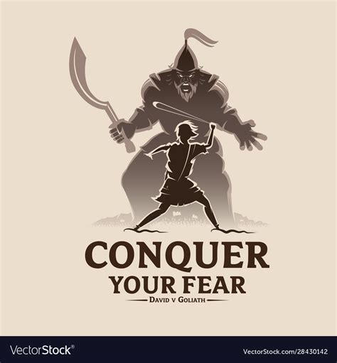 Conquer Your Fear David And Goliath Royalty Free Vector