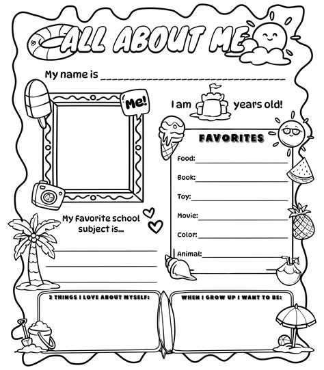 Printable All About Me Worksheets And Templates Artofit