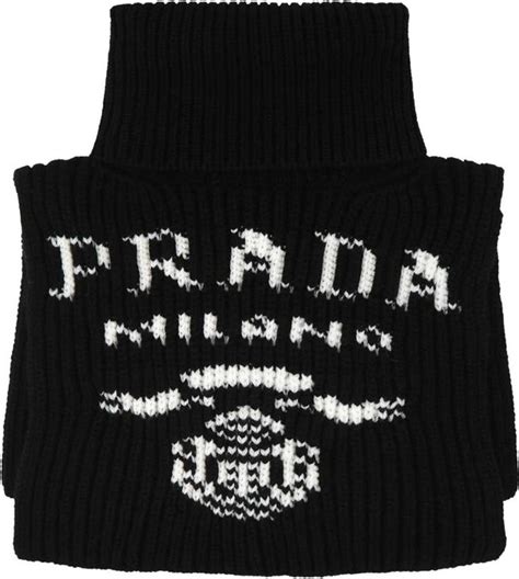 Prada Logo Intarsia Knit Neckwarmer Shopstyle Scarves And Wraps