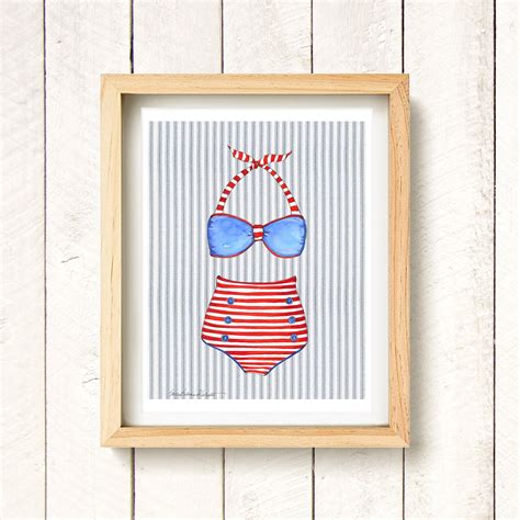 Vintage Bathing Suit Bikini Watercolor Art Print Etsy