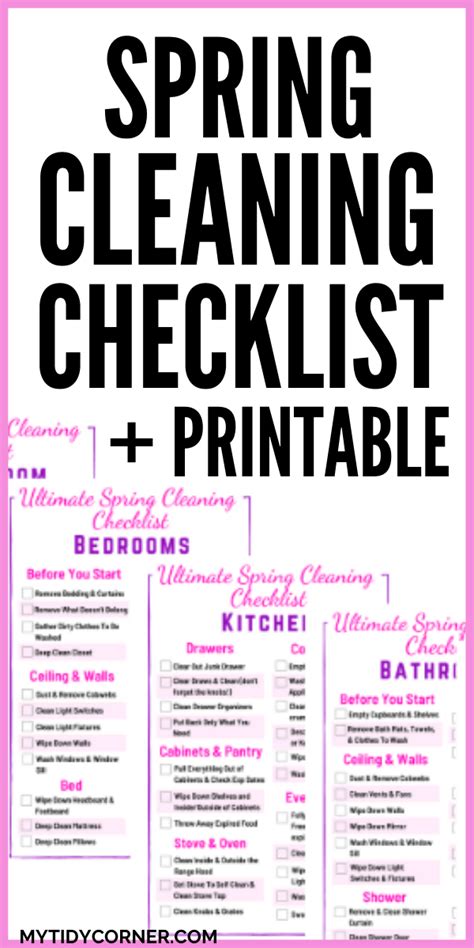 Spring Cleaning Checklist Room By Room Printable Pdf Cleaning