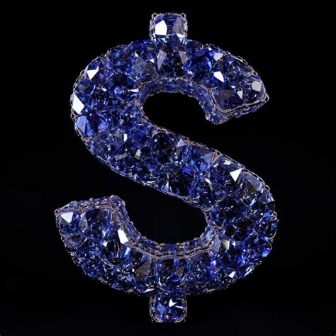 Premium Photo Iolite Crystal Dollar Sign Isolated On Black Background