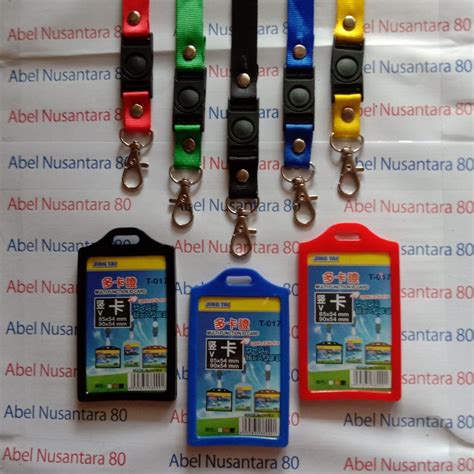 Jual Paket Casing ID Card Karet 2 Sisi Dengan Tali Kait 1 5cm Stofer