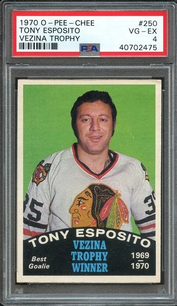 Lot Detail 1970 O PEE CHEE 250 TONY ESPOSITO VEZINA TROPHY PSA VG EX 4