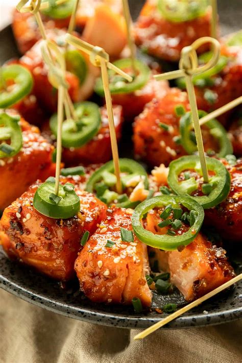 Teriyaki Honey Glazed Salmon Bites Binge Worthy Bites