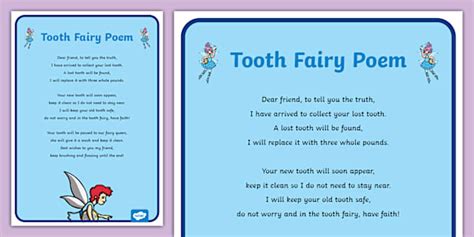 Tooth Fairy Poem Display Poster Professor Feito Twinkl