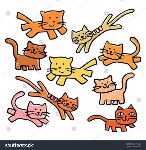 Set Cute Cats Stock Vector Royalty Free 192793226