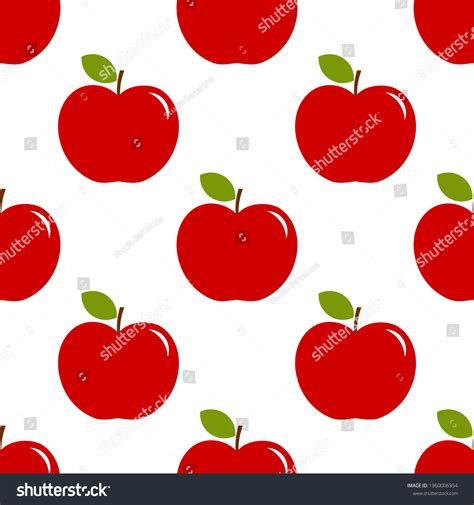 Red Apples Seamless Pattern Vector Illustration Stock Vector Royalty