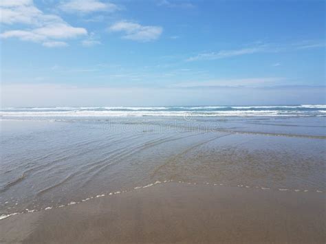 Ocean Water And Sand At The Beach In Newport Oregon Stock Image