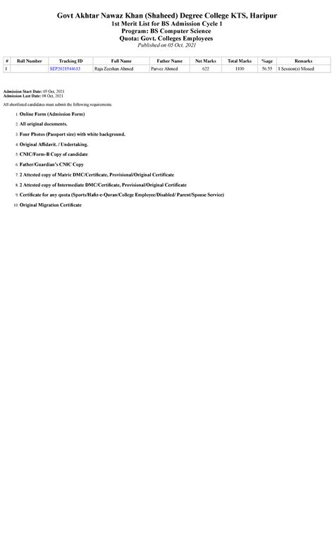 Merit List 2017 Akhtar Saeed Medical And Dental College 2