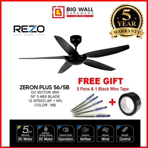 Rezo Ceiling Fan Zeron Plus 56 5b Dc Motor 12 Speed 5 Abs Blades