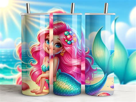 Pink Mermaid Tumbler Wrap Png Graphic By Srabonymarjana · Creative Fabrica