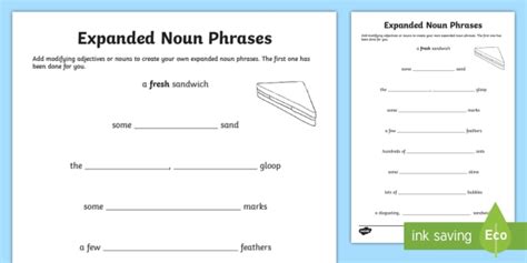 Expanded Noun Phrase Worksheet To Support The Teaching Of The Disgusting