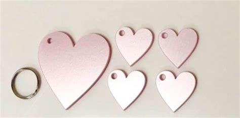 X Pearlescent Pink Acrylic Cm Heart Keyring With X Cm Hearts