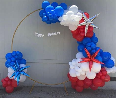 Red White And Blue Birthday Balloons Arch Decoration