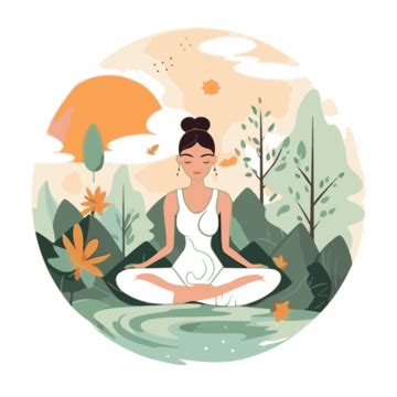 Mindful Clipart Yoga Illustration Isolated Isolated Woman Cartoon