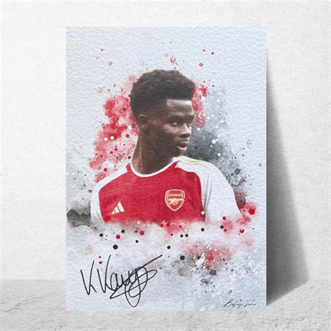 Bukayo Saka Signed Arsenal Art Etsy