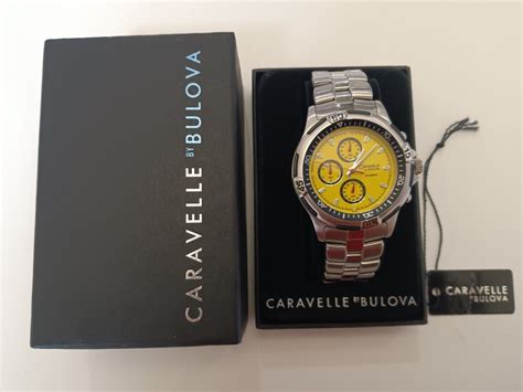 Vintage Caravelle By Bulova Chronograph Mens Watch Yellow Diver