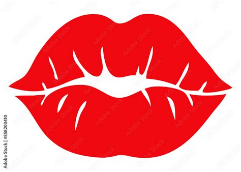 Logo beso Silueta aislada de labios de mujer con lápiz labial Stock