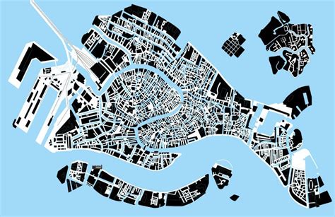 Mapa De La Ciudad De Venecia Italia En Estilo Retro Ejemplo Blanco Y