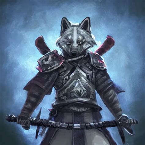 Anthropomorphic Azure Samurai Wolf Dnd Character Art Stable Diffusion