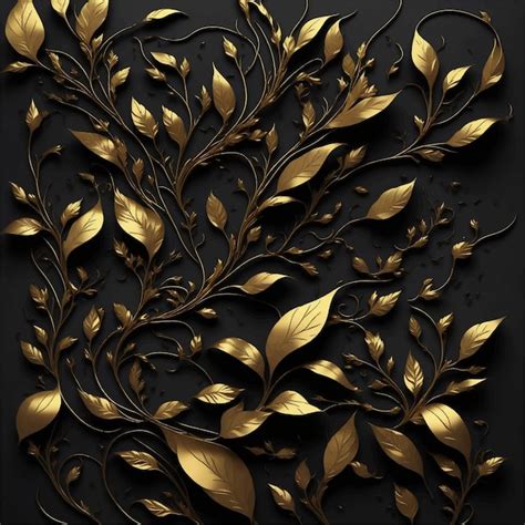 Premium Vector A Black Background With Gold Leaves