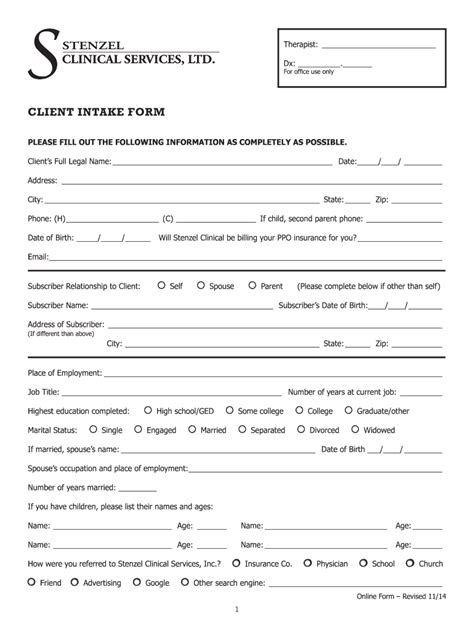 Clinical Intake Form Fill Out Sign Online DocHub