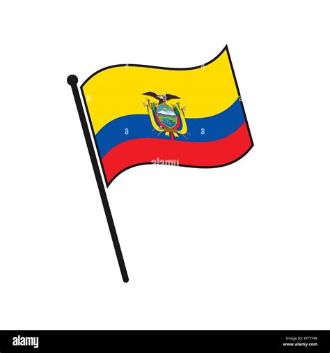 Icono Simple Bandera Ecuador Aislado Sobre Fondo Blanco Imagen Vector