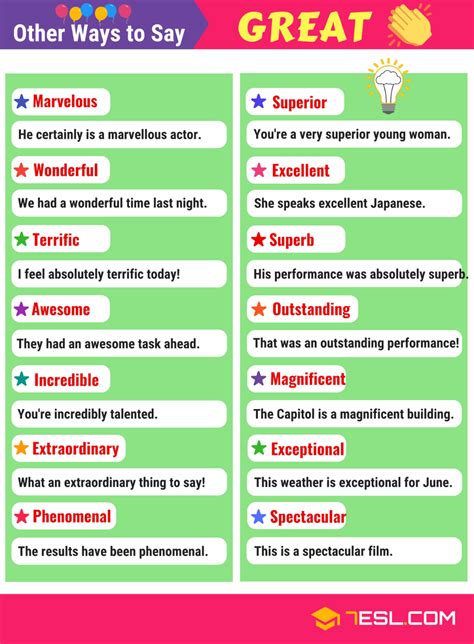 145 Synonyms For Great With Examples Another Word For Great • 7esl