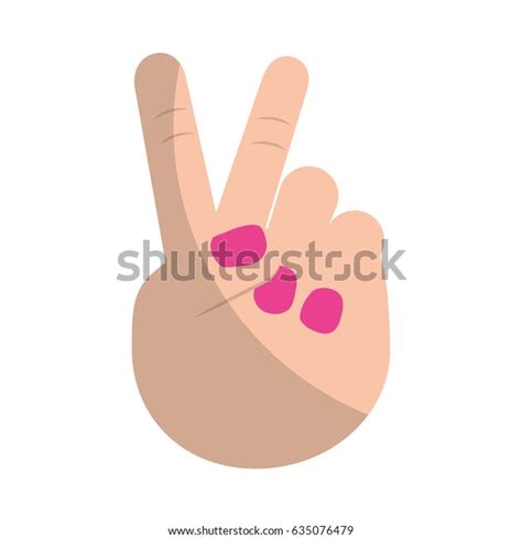 Woman Hand Victory Sign Stock Vector Royalty Free 635076479