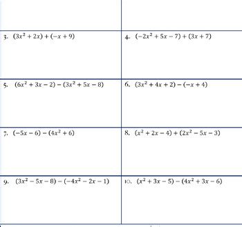 Adding Subtracting Polynomials Guided Notes Worksheets Tpt