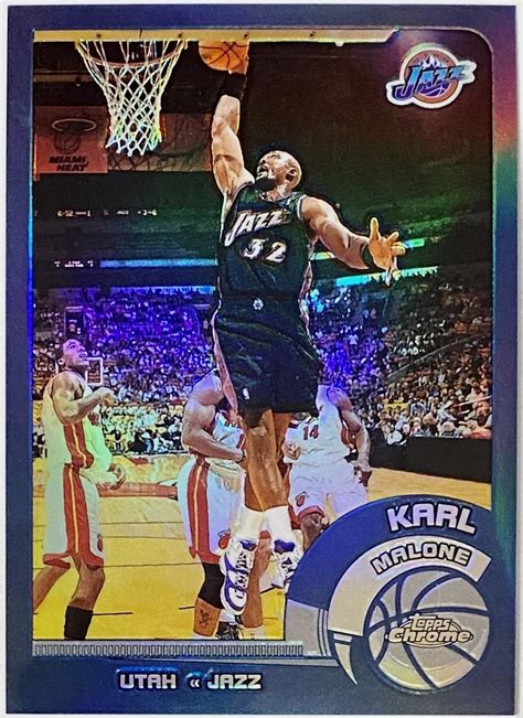 Karl Malone 2002 03 Topps Chrome Utah Jazz Basketball Refractor Card