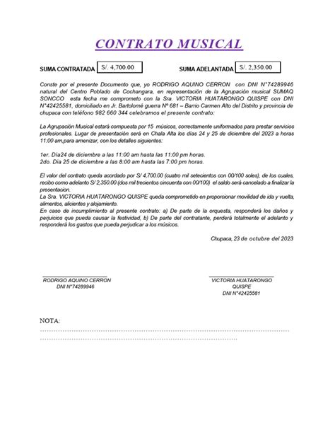 Contrato Musical Pdf