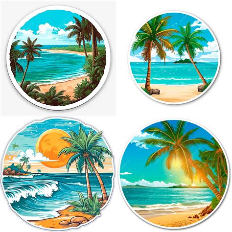 Premium Vector Tropical Beach Sticker