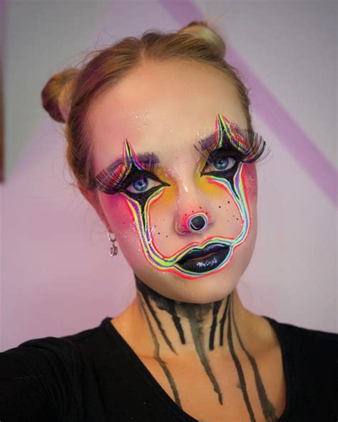 40 Spooky Halloween Makeup Ideas Neon Clown Halloween Makeup