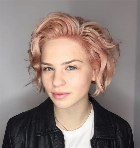 Rose Gold Bob With Undone Waves And Piecey Texture The Latest