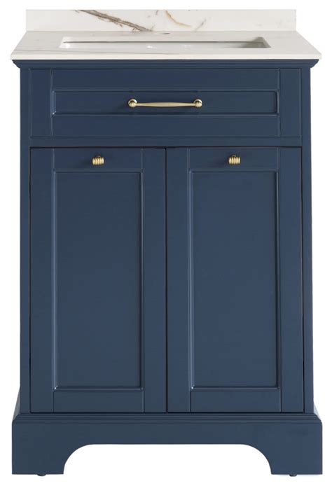 Inch Navy Blue Single Sink Vanity Cabinet Contemporary Bathroom