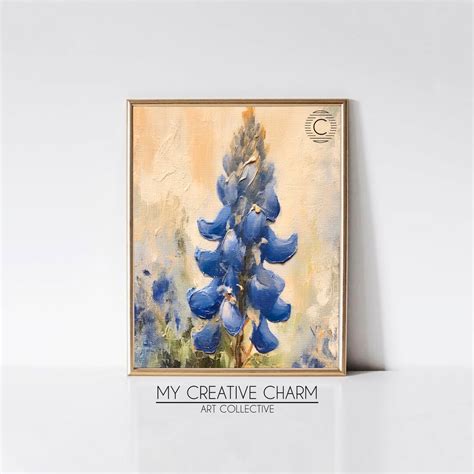 Single Bluebonnet Oil Painting Print Home Decor Instant - Etsy