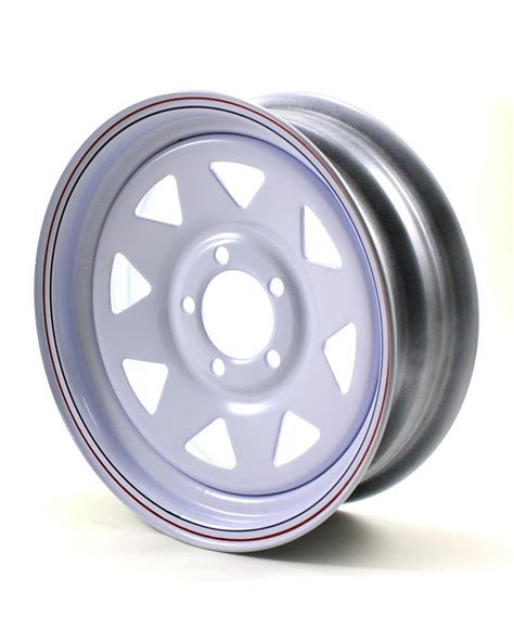 15x5 5 Lug On 45 White Spoke Trailer Wheel For Utility And Boat