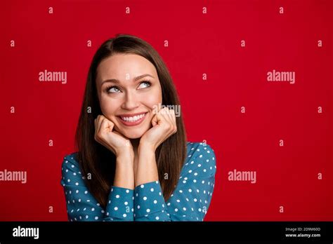 Close Up Portrait Of Nice Attractive Cheerful Minded Girl Creating