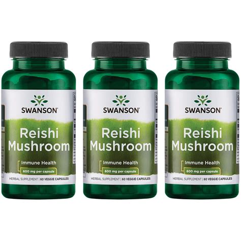 Swanson Full Spectrum Reishi Mushroom 600 Mg 60 Veg Caps 3 Pack