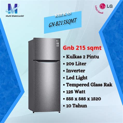 Jual Lg Kulkas Pintu L Gross L Nett Smart Inverter