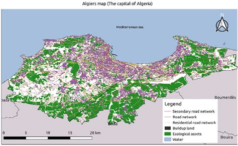 Map of Algiers (the capital of Algeria), source of data [49] and local ...