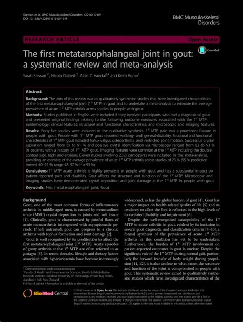 PDF The First Metatarsophalangeal Joint In Gout A Systematic